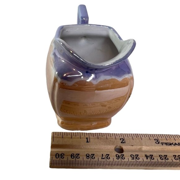 Vintage Peach Lusterware Japan Floral Ceramic Creamer 2 handled lidded Sugar Set - Picture 5 of 16